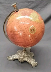 Peach Color Desktop World Globe 8" Full Height 11" Chrome Base Home Decor - Picture 1 of 5