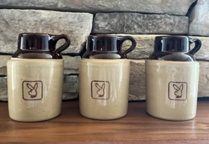 VINTAGE Set of 3  1970's USA POTTERY PLAYBOY STONEWARE STEINS 5 1/2"H x 4 1/4"W - Picture 1 of 11