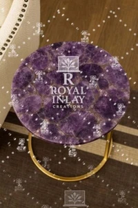 12" Amethyst Round Tabletop – Handmade Gemstone Surface - Picture 1 of 11