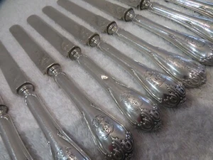 1880 French 950 silver (handles & blades) 10 fruit knives Louis XVI st Lapar - Picture 1 of 12