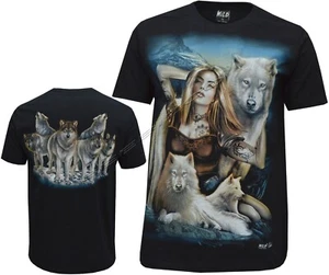 Nueva Camiseta Wolf Nativo Americano Rojo Indio Motociclista Estampado Frontal y Trasera M -XXL - Imagen 1 de 3