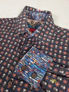 Camicia Robert Graham stampa teschio manica lunga uomo media geometrica polsini infradito - Foto 1 di 8