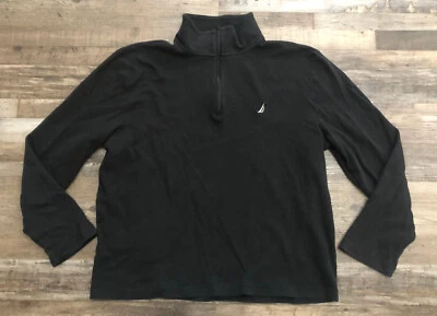 Pullover de manga larga polar negro 1/4 calce ajustado talla grande de Nautica para hombre Foto 1 de 4