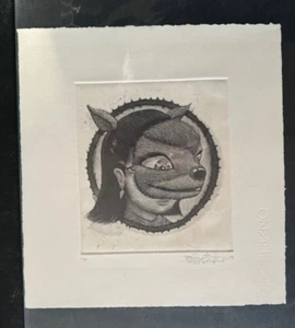 BON - Deer Mask sepia toned etching rare edition of 30 - Picture 1 of 3