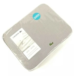 Lacoste Chambray Grau Grau 4 Teile Queen Bettwäsche Set Baumwollmischung Elegant Neu Neu mit Etikett - Bild 1 von 12