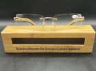 BRAND NEW Bamboo Rimless Reader Glasses by Georgio Caponi - +1.25 w/Bamboo Case