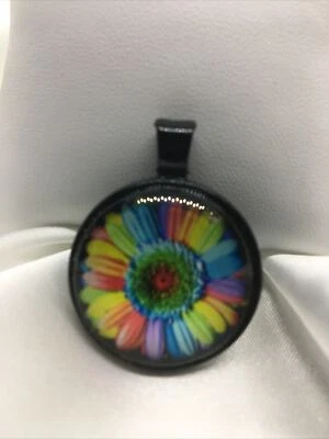 Caleidoscopio Redondo Vidrio Cúpula Cabujones 1" Bisel Negro Colgante Nuevo 1247 Foto 1 de 4