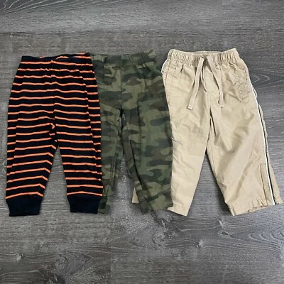批量 男孩 裤子 Gymboree Carters Crazy 8 卡其色迷彩条纹 尺寸 12-18 个月 — 第 1/4 张图片