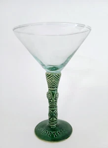 Tiki Farm MARTIKI Hand Blown Martini Glass Green Made in Mexico Cool Rare - Picture 1 of 5