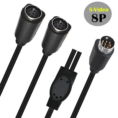 S-Video Set-top Box Mini DIN 8 Pin Splitter Y Adapter Audio TV Video Cable Cord - Image 1 of 4
