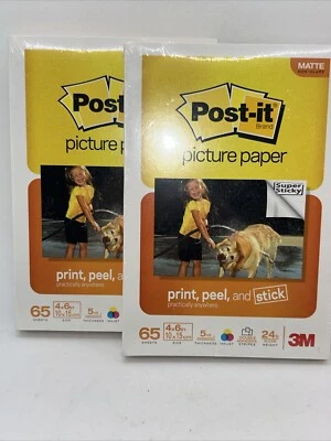Lot Of 2 Post-It Picture Paper Matte Print, Peel, and Stick 4x6 65 Sheets 3M NEW - Image 1 of 4