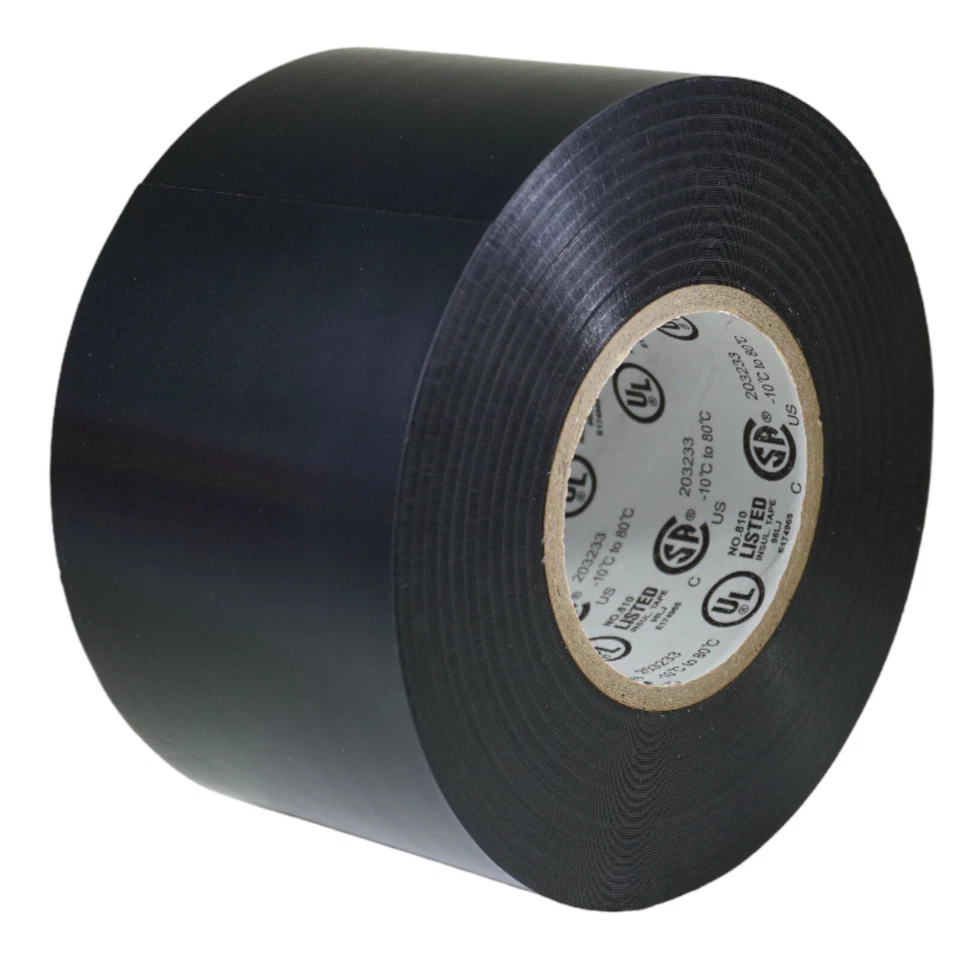 T.R.U. TapesSupply PVC Black Premium Grade Electrical Tape: 2" x 66 Ft. length