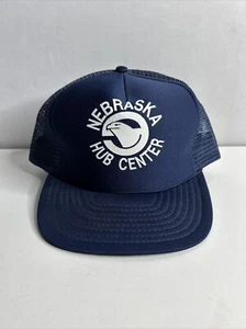 Vintage Nebraska Hub Center Rope Bill Snap Back Hat Blue New W/O Tags - Picture 1 of 6