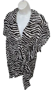 Sunny Leigh blouse black & white Zebra print Wrap blouse size 3X - Picture 1 of 7
