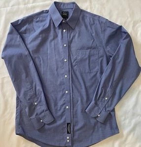 Jos A Bank Traveler Slim Fit 16x35 Blue White Small Check - Picture 1 of 6