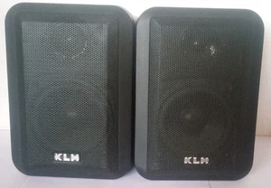 Pair (2) KLH Speakers Indoor/Outdoor Model 980 Audio Home System Bookshelf Black - Picture 1 of 2