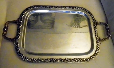 Edelstahl Silbertablett Tablett Retro - Vintage 41x30cm ohne Griff gemessen - Bild 1 von 4