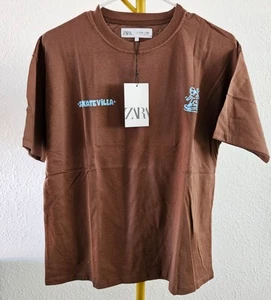 Zara Skate Print T-shirt, Brown Size 13/14 years - Picture 1 of 5