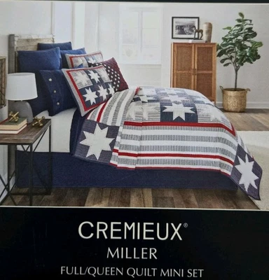 CREMIEUX Miller Bandera Patriótica Completa REINA Mini Juego de Edredón Algodón con Fundas NUEVO CON ETIQUETAS NUEVO Foto 1 de 4