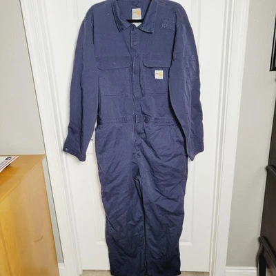 Carhartt FR Coveralls Mens 44 Regular Navy Blue Flame Resistant Twill Workwear - Image 1 of 4