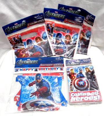Lote de 5 bolsas Hallmark Party/5 banner de cumpleaños Marvel AVENGERS INVITACIONES GRACIAS Foto 1 de 4