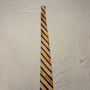 Men’s Silk Tie – Orange & Navy Blue Striped Pattern, Preowned - Picture 1 of 3