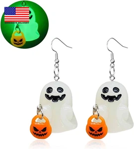 Halloween Geist Ohrringe für Damen 3D Geist Kürbis Mais Ohrringe Glow-In-The-Da - Bild 1 von 8