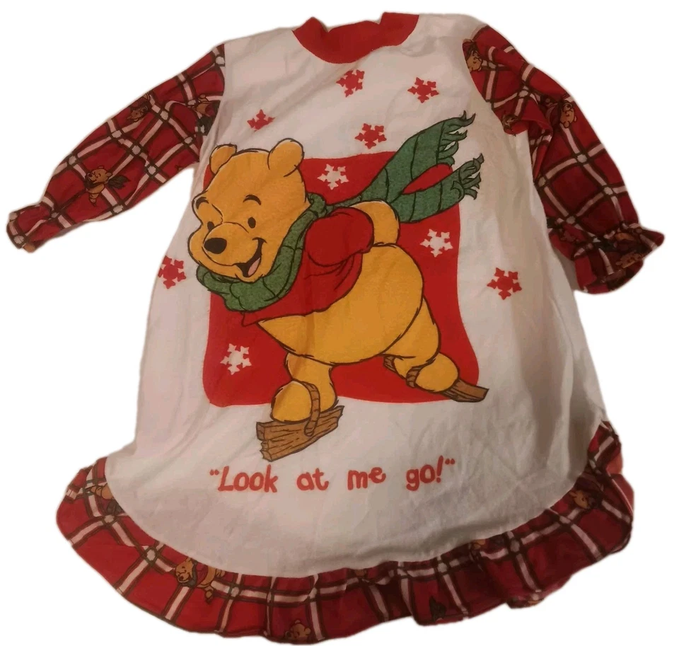 Camisón a Cuadros Rojo Disney Winnie the Pooh Vintage Niñas Pequeñas 2 T AA Milne Foto 1 de 4