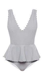 Traje de baño Marysia French Gramercy peplum talla grande venta al por menor $395 profundo V una pieza - Imagen 1 de 6