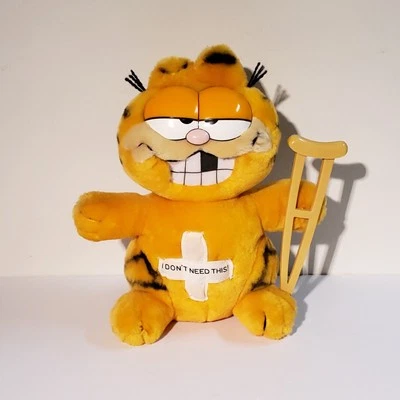 Vtg Garfield 1981 Plush w/ Crutch “I Don't Need This” 80’s Stuffed Animal 9” - Image 1 of 4