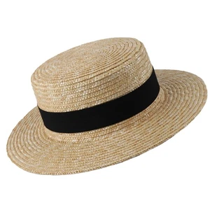  Flat Top Brim Hat Straw Sun Ladies Wide Brimmed Women Summer Hats - Picture 1 of 12