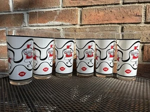 6 MCM VTG DAIRY QUEEN Christmas Tumbler Glasses Santa 1970’s Retro Holiday Promo - Picture 1 of 13