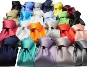 Cravate Et Pochette De Costume Homme Ensemble Assorti Uni ITALIE Main - Imagen 1 de 33