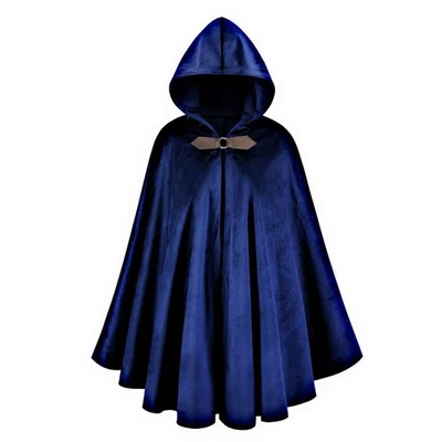 HAPNBCELE Capa Medieval Azul con Capucha 51" Capa de Terciopelo para Adultos Halloween Foto 1 de 4