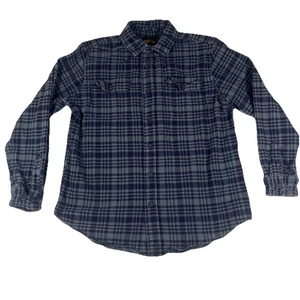 Redmond Flannel Shirt Mens Large Blue Plaid Button Up Long Sleeve Casual Pocket - Picture 1 of 12