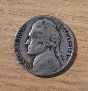 1946 JEFFERSON NICKEL PHILADELPHIA GOOD USA US FIVE 5 CENTS (MM8) - Picture 1 of 2