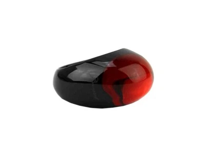 BACCARAT JEWELRY TANGO IRIDESCENT RED & ONYX CRYSTAL RING SZ 51 - 5.5 NEW FRANCE - Image 1 of 4