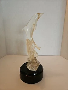Donjo Vintage Clear Lucite Dolphin Coral Sculpture Hand Signed 12 In Light 2008 - Bild 1 von 11