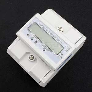 LCD Three Phase Power kWh Electricity Energy Sub Meter 3X5(80)A DIN Rail Mount - Picture 1 of 8