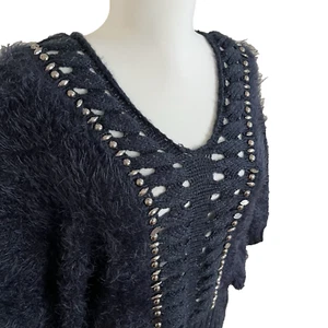 Alberto Makali Vtg Beaded Eyelash Sweater L Grunge Whimsigoth Goth Y2K Punk  - Picture 1 of 9