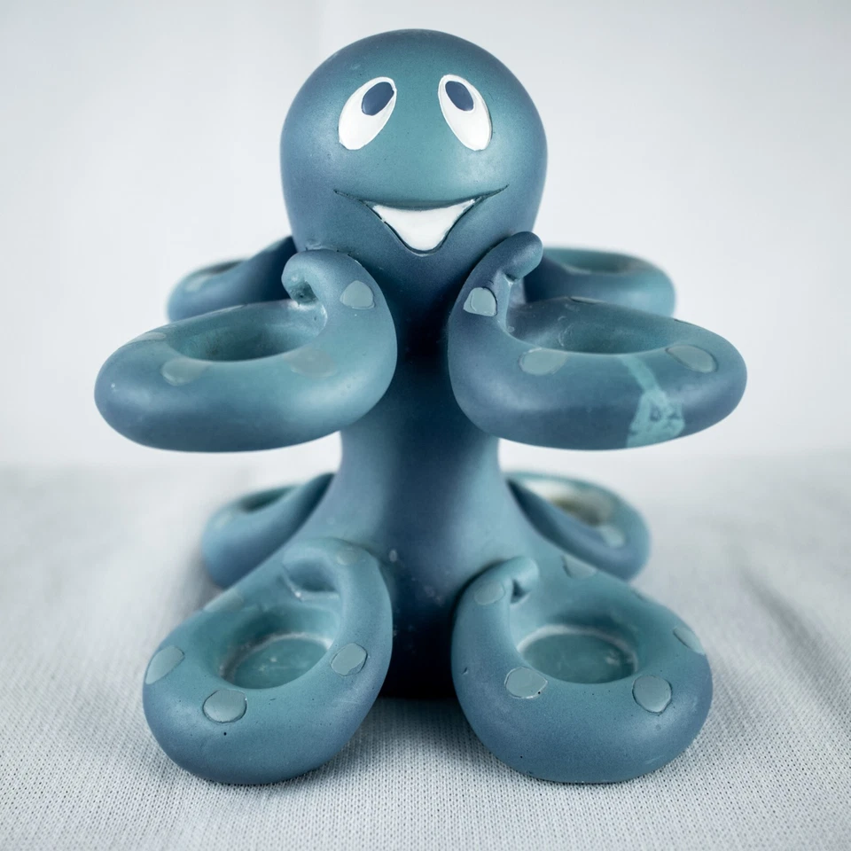 Soporte para cepillo de dientes artesanal de cerámica de arcilla azul vintage 4,25" L x 3,5" W Foto 1 de 4