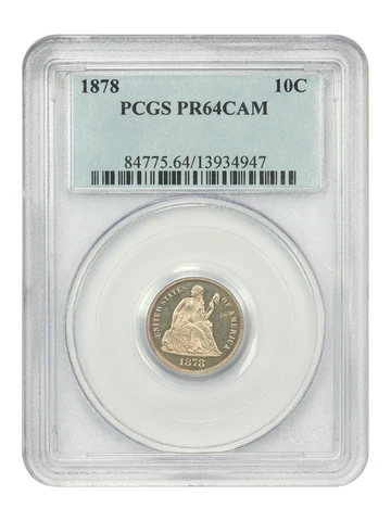 1878 10c PCGS Proof 64 CAM Cover