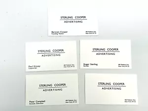 Lot (x5) MAD MEN TV Screen Used Prop Sterling Cooper Business Cards John Slatter - Picture 1 of 9