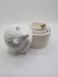 Anthropologie - weiße Keramik niedlicher Igel verschachtelte Messbecher eingestellt - Bild 1 von 8