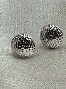HERCO Firmati - ORECCHINI ITALIANI MEZZA CUPOLA ORO BIANCO 14 KT TAGLIO DIAMANTE - 11,5 mm - Foto 1 di 5