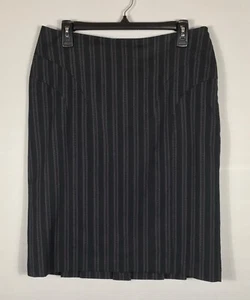 Hillard & Hanson Skirt Womens 10 Black Striped Pencil Slit Back Pleated Zip NWT - Picture 1 of 8