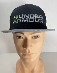Under Armour Flat Bill Snapback Adjustable YOUTH Black/Gray Raised Logo VG! - Picture 1 of 11