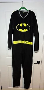 Batman Boys One Piece Fleece Pajama Black & Yellow (Size: M) - Picture 1 of 5