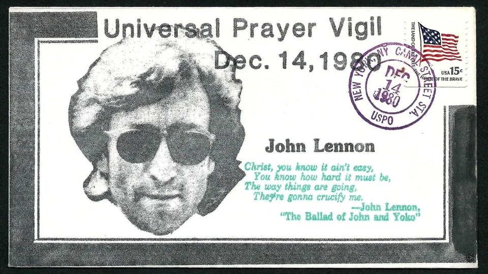 USA, SCOTT # 1598, RARE FDC COVER - UNIVERSAL PRAYER VIGIL FOR JOHN LENNON 1980 - Image 1 of 1