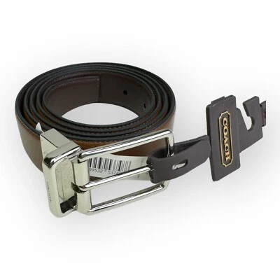 COACH Harness Buckle Cut-to-Size O/S Light Brown Reversible Belt to 42” NEW $150 - Image 1 of 4